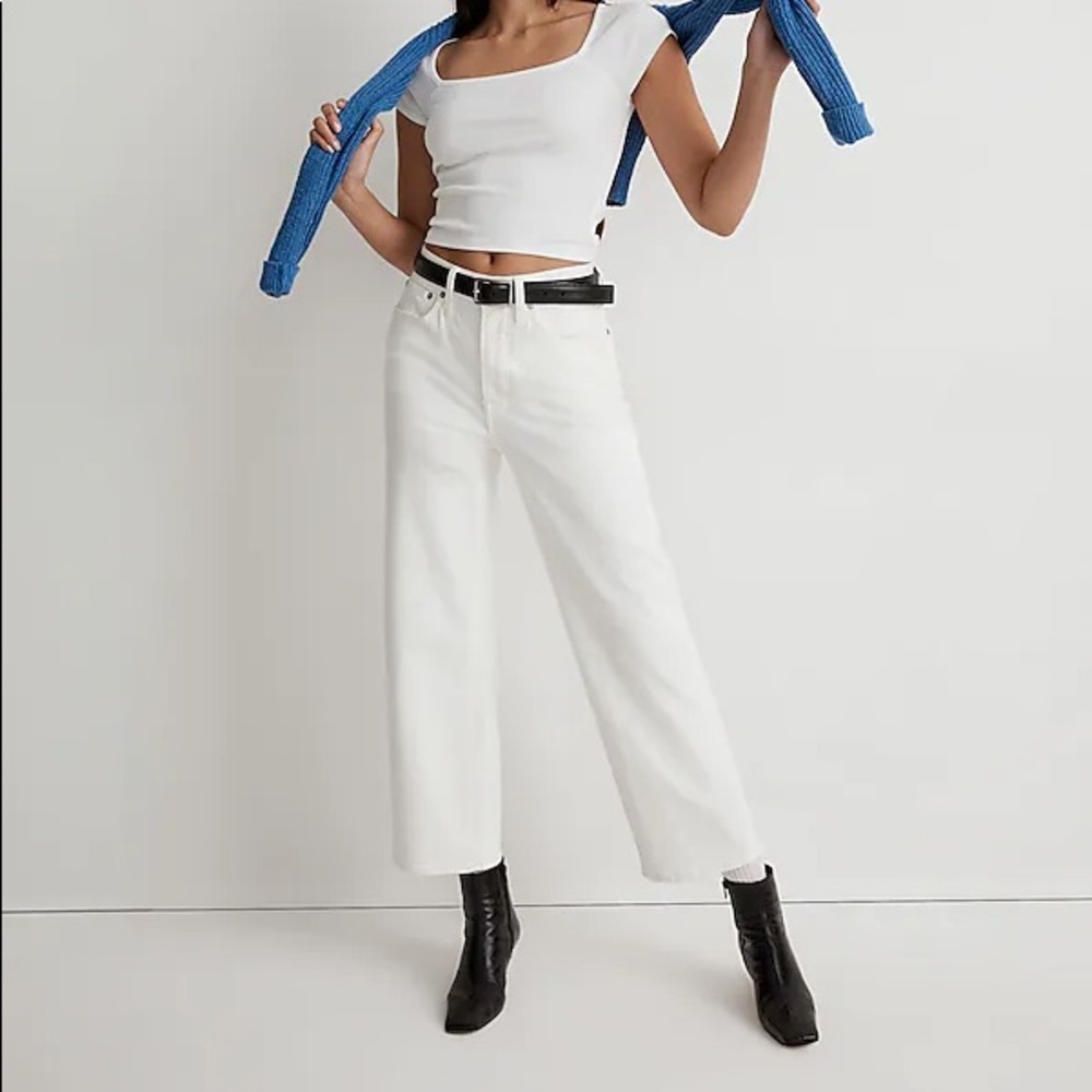 Madewell Perfect Vintage Wide Leg Crop Jean in Tile White